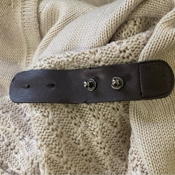 Brown Leather Belted Sweater Medium The Limited Vintage Y2K  Classic Cream - Picture 2 of 12